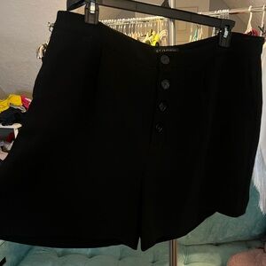 Eloquii Black High-Waist Button-Front Women’s Shorts